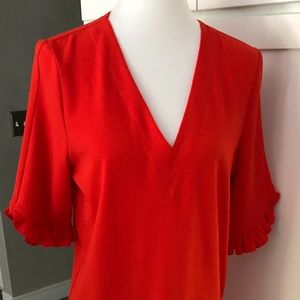 Womens GANNI  V Neck Short Sleeved Midi Dress~S